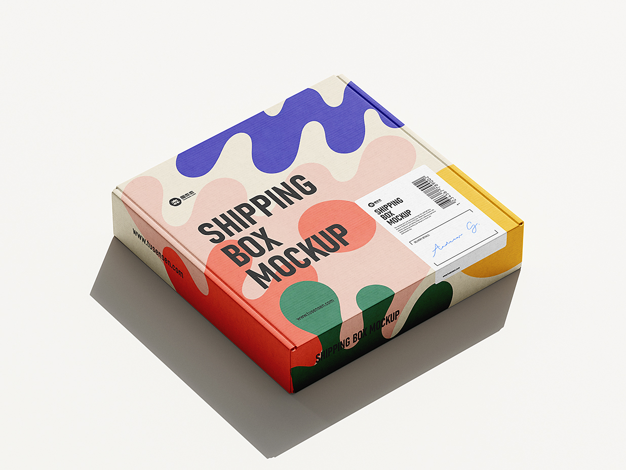 方形瓦楞纸包装盒飞机盒纸盒快递盒样机mockup4组插图