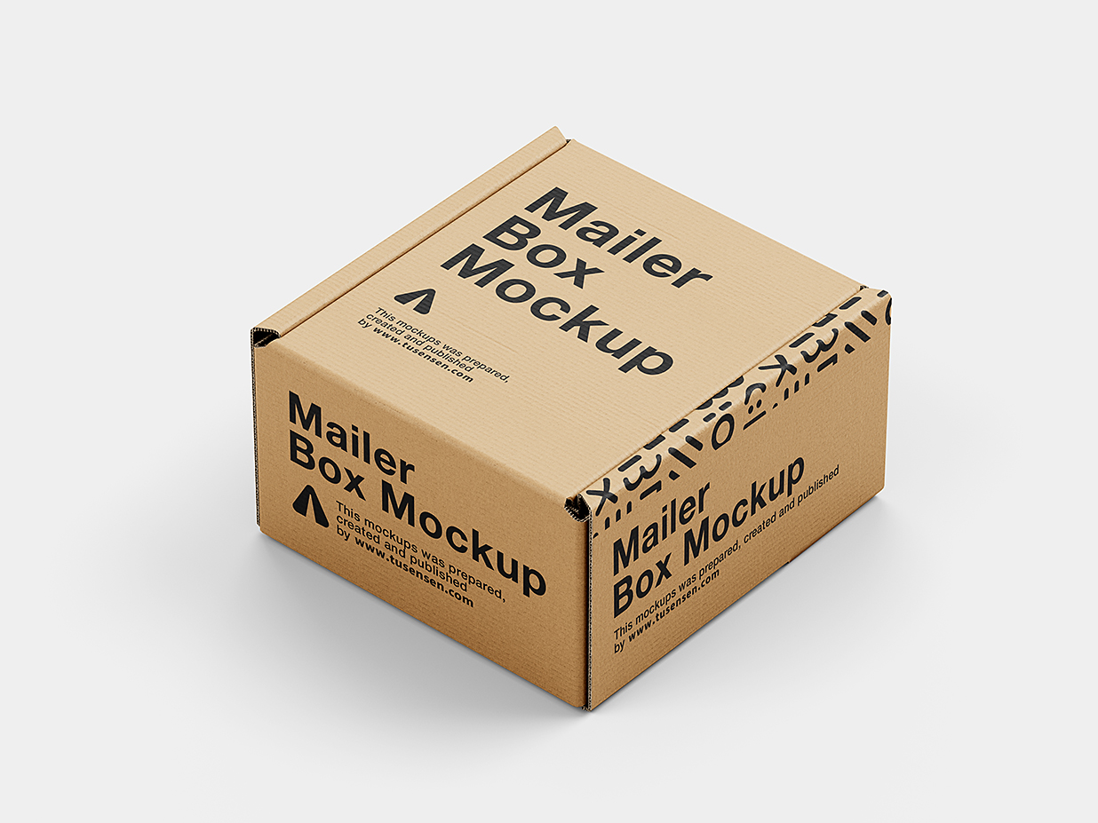 小型飞机盒纸盒包装盒快递盒样机mockup4组插图