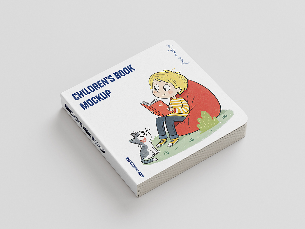 方形儿童绘本图书书籍样机mockup7组插图