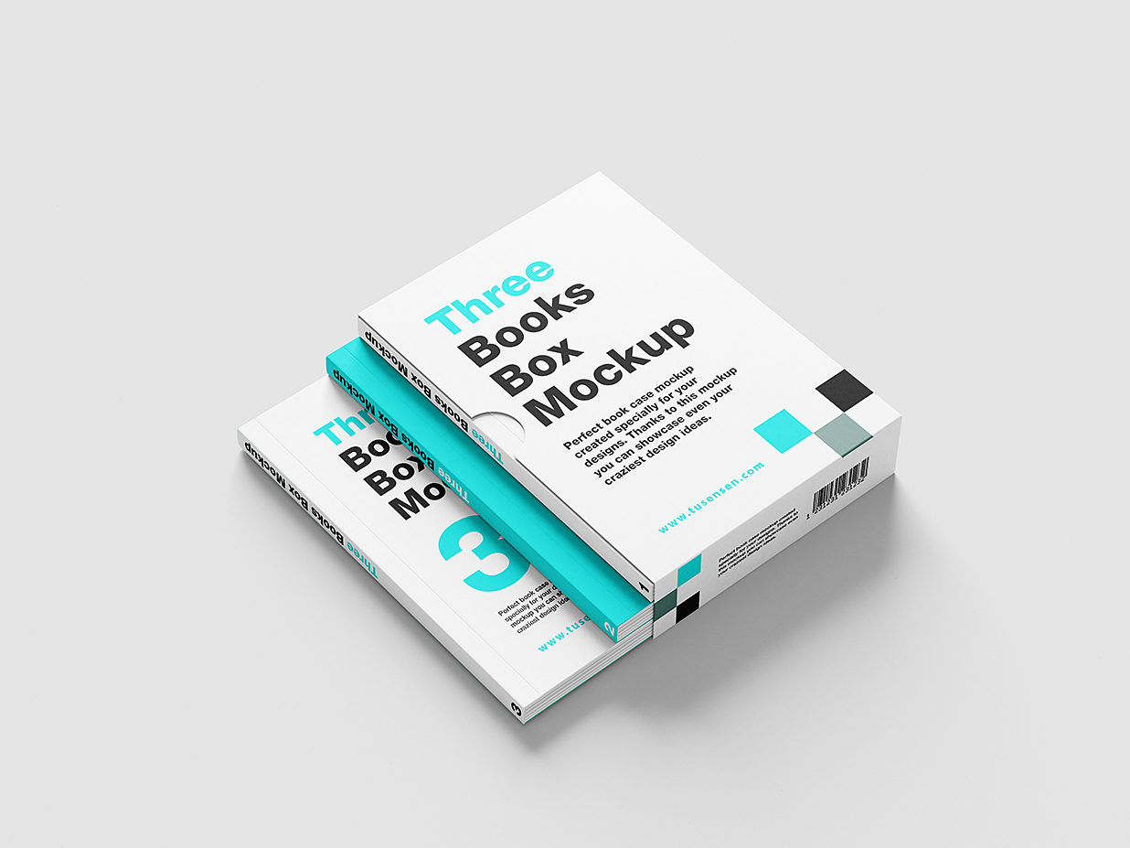 带包装盒的软装平装书籍样机mockup6组插图