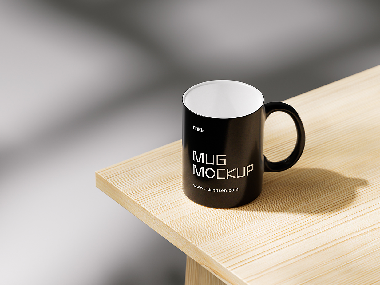 放在桌上的马克杯咖啡杯样机mockup4组插图