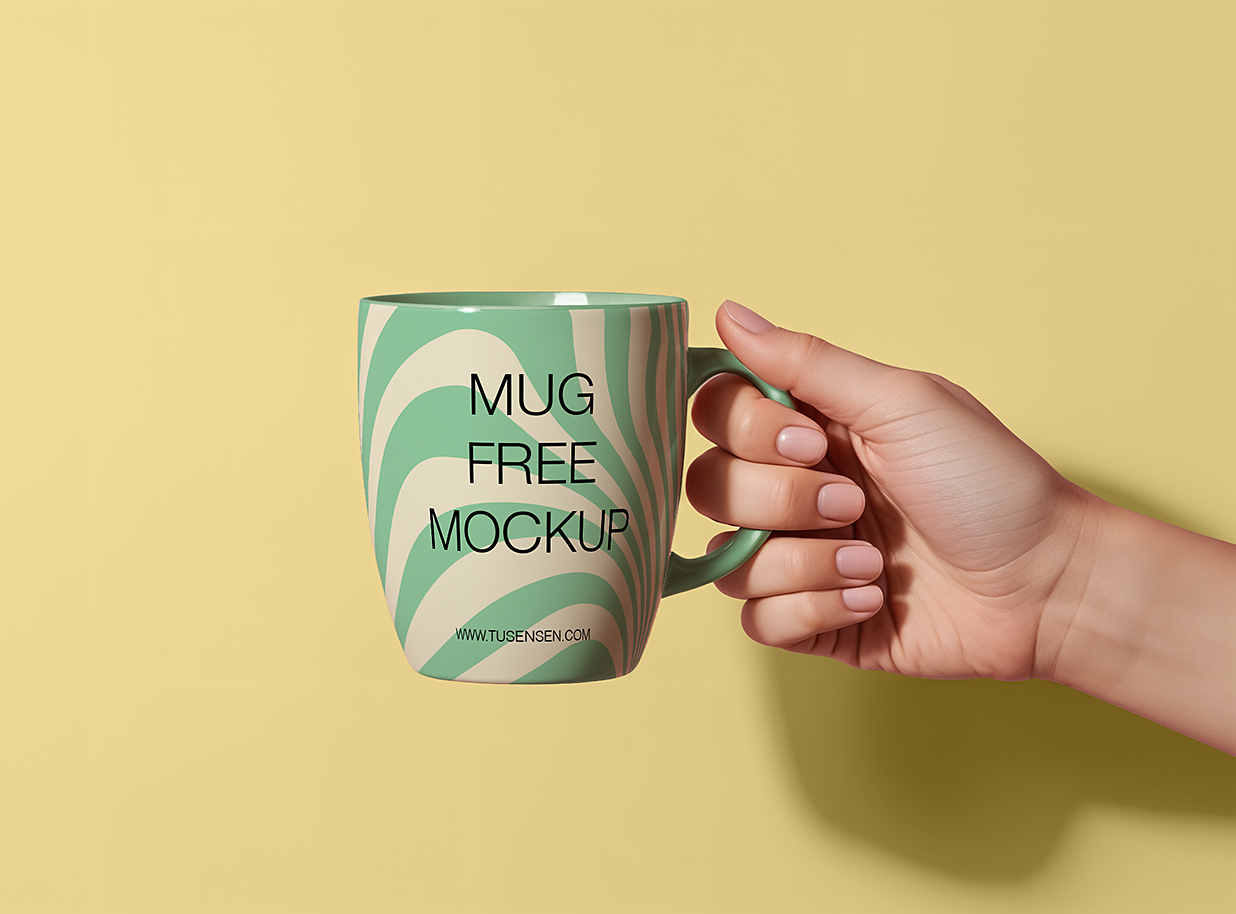 手持马克杯咖啡杯样机mockup插图