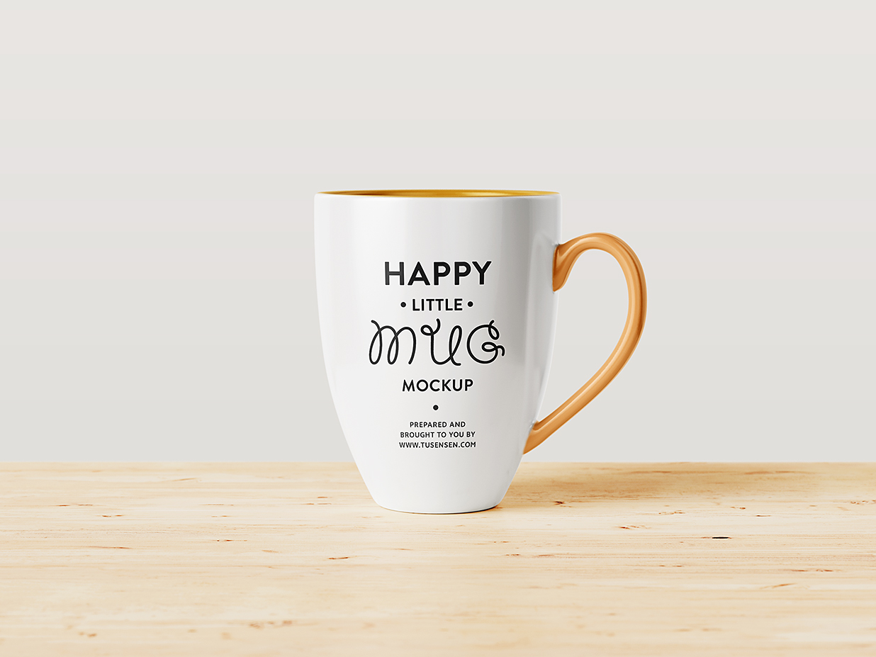 放在木桌上的马克杯咖啡杯样机mockup3组插图