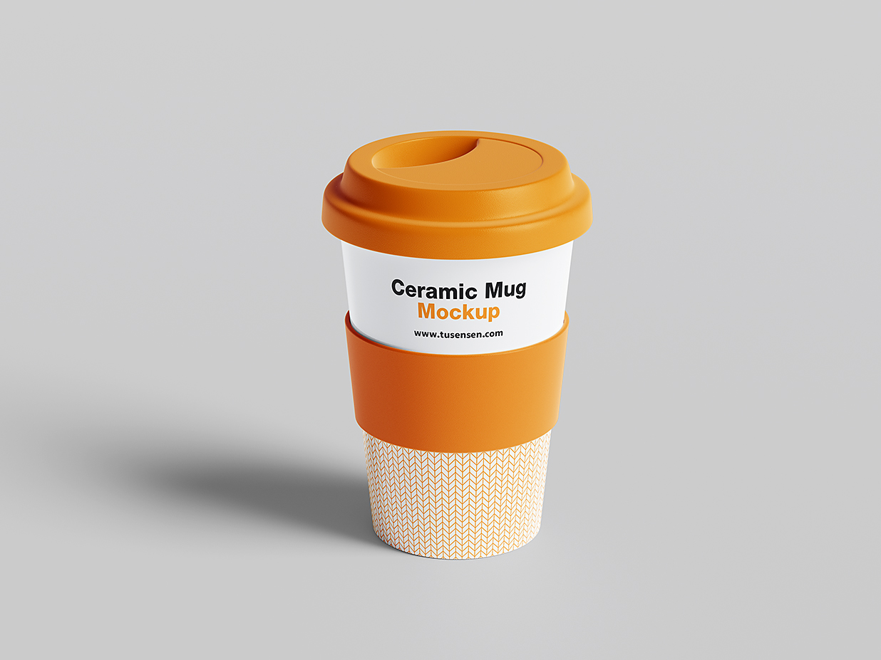 带盖子的马克杯咖啡杯样机mockup5组插图