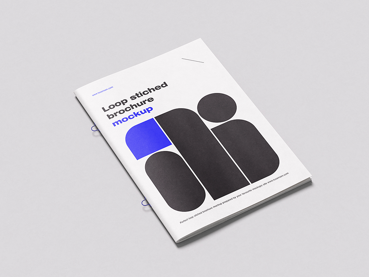 精美的环形缝线杂志画册样机 mockup5 组插图