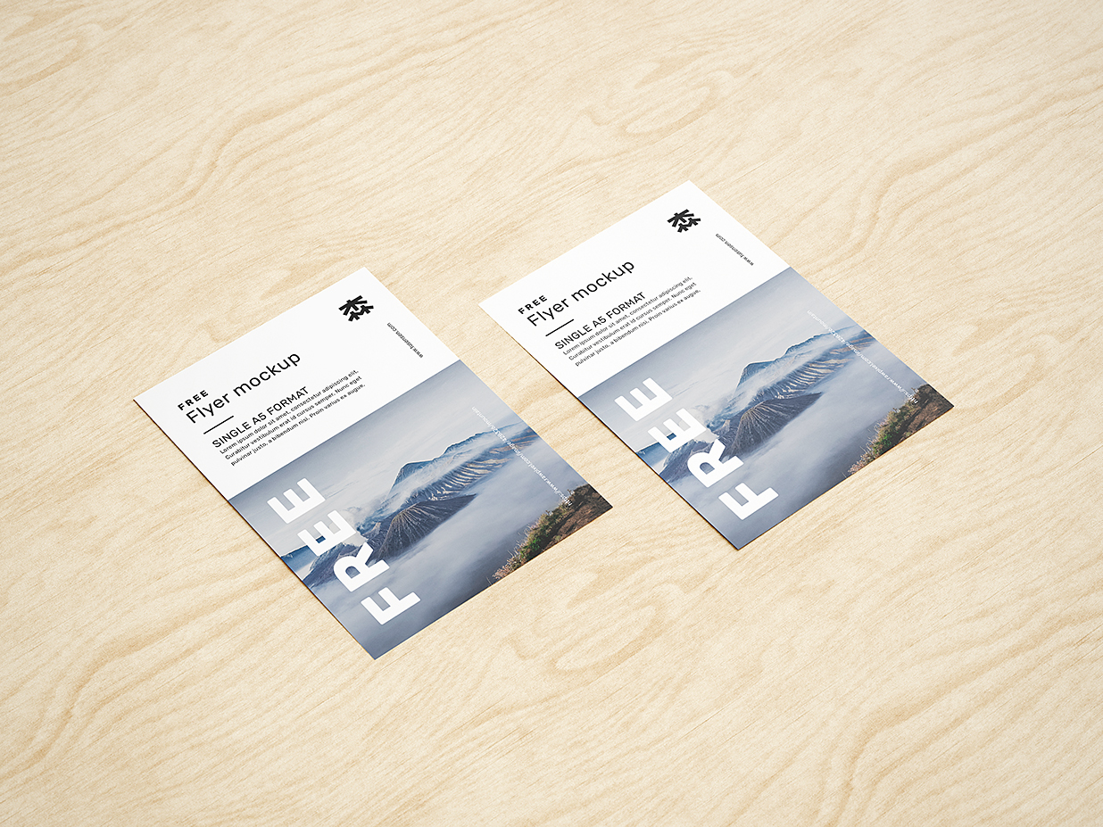 优雅的A5 单张宣传单样机mockup4组插图1