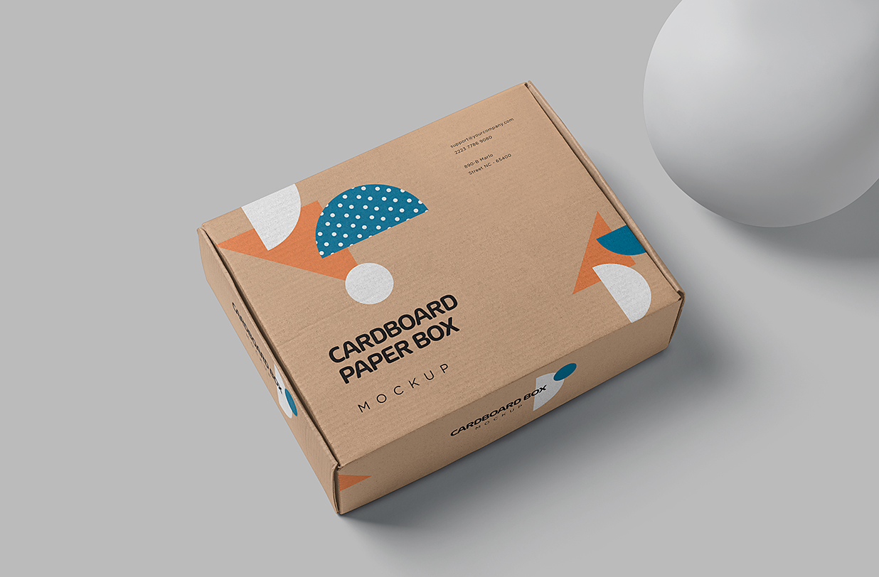 矩形飞机盒纸盒包装盒快递盒样机mockup5组插图1