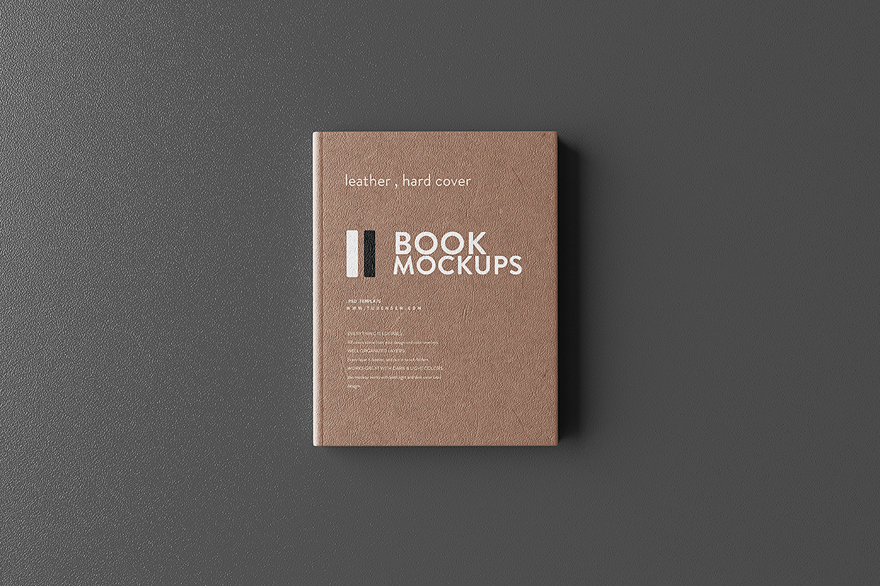 皮革精装书籍样机mockup5组插图1