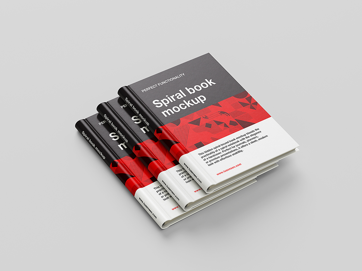螺旋装订精装书籍样机mockup6组插图1