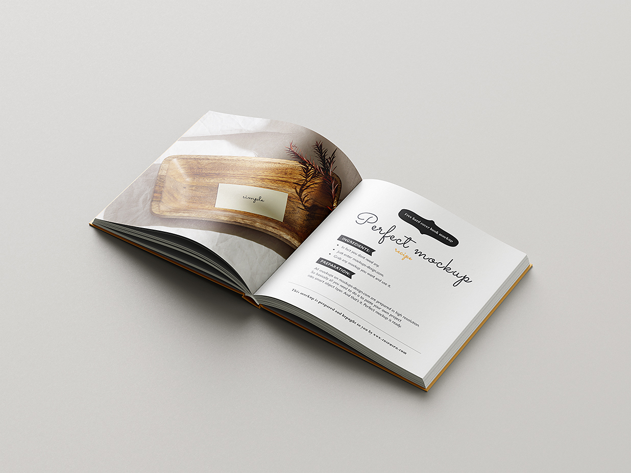 优雅的方形精装书籍样机mockup6组插图1
