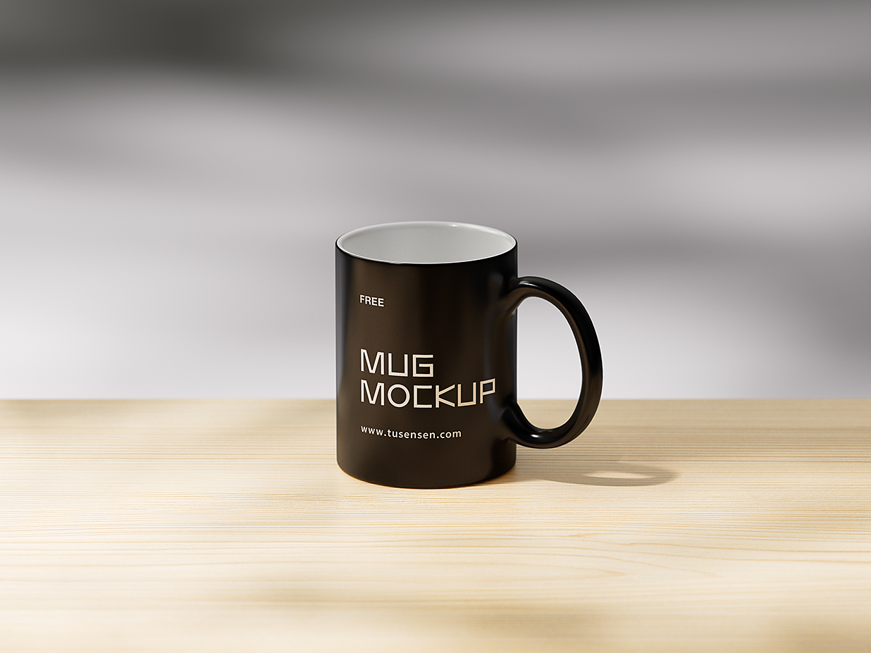 放在桌上的马克杯咖啡杯样机mockup4组插图1
