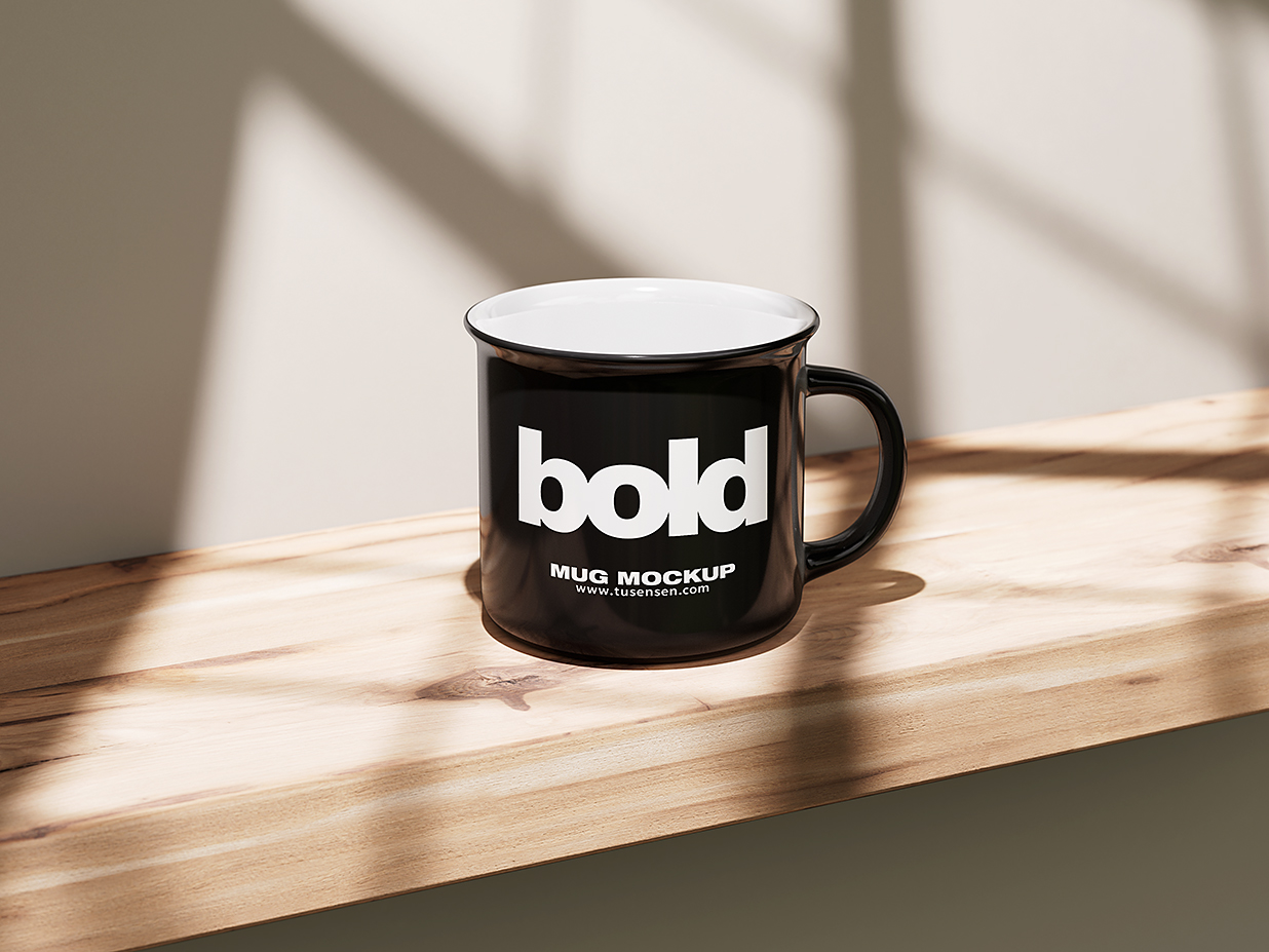 放在桌上的马克杯陶瓷杯咖啡杯样机mockup4组插图1