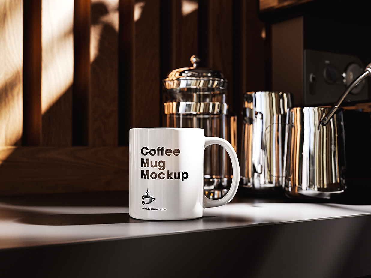 带场景的马克杯咖啡杯样机mockup5组插图1