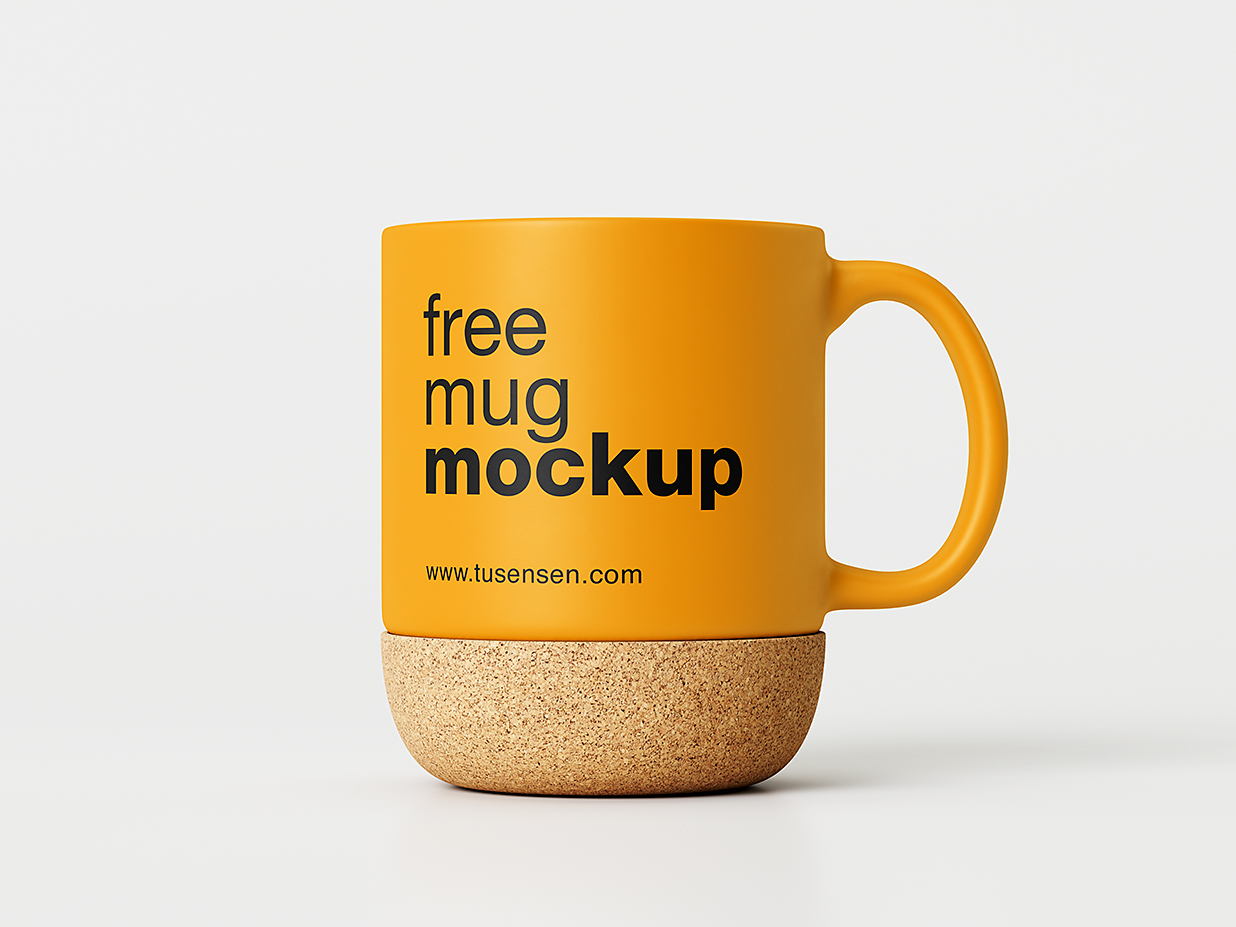 软木底马克杯咖啡杯样机mockup4组插图1