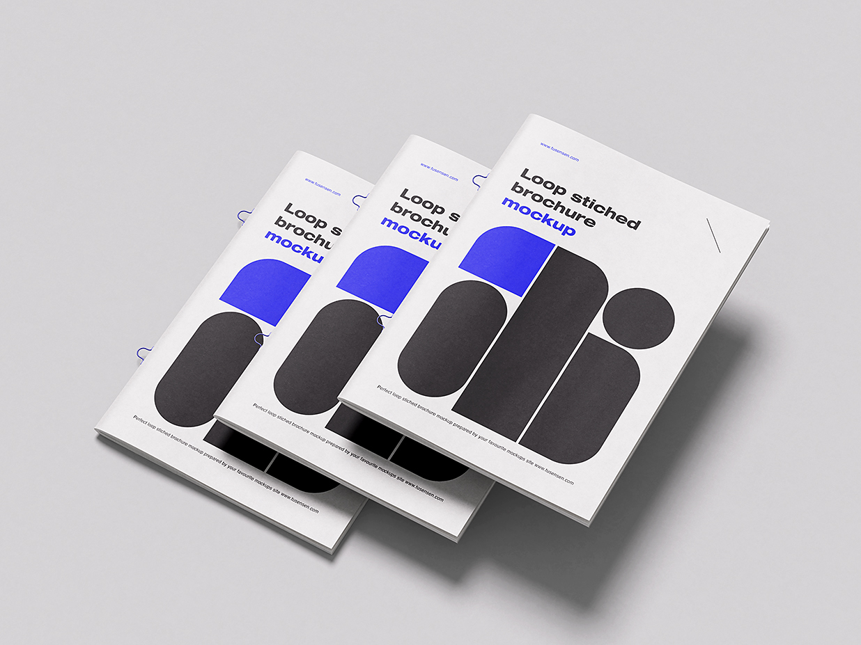 精美的环形缝线杂志画册样机 mockup5 组插图1