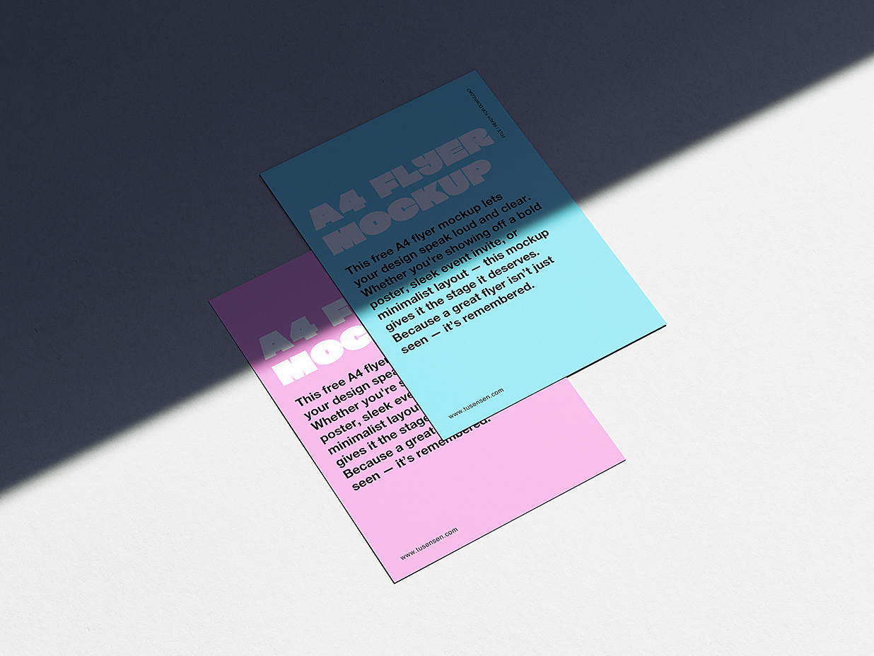 极简风A4 单张宣传单样机mockup4组插图1
