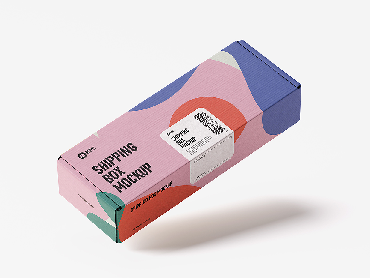 长方形飞机盒纸盒包装盒快递盒样机mockup4组插图2