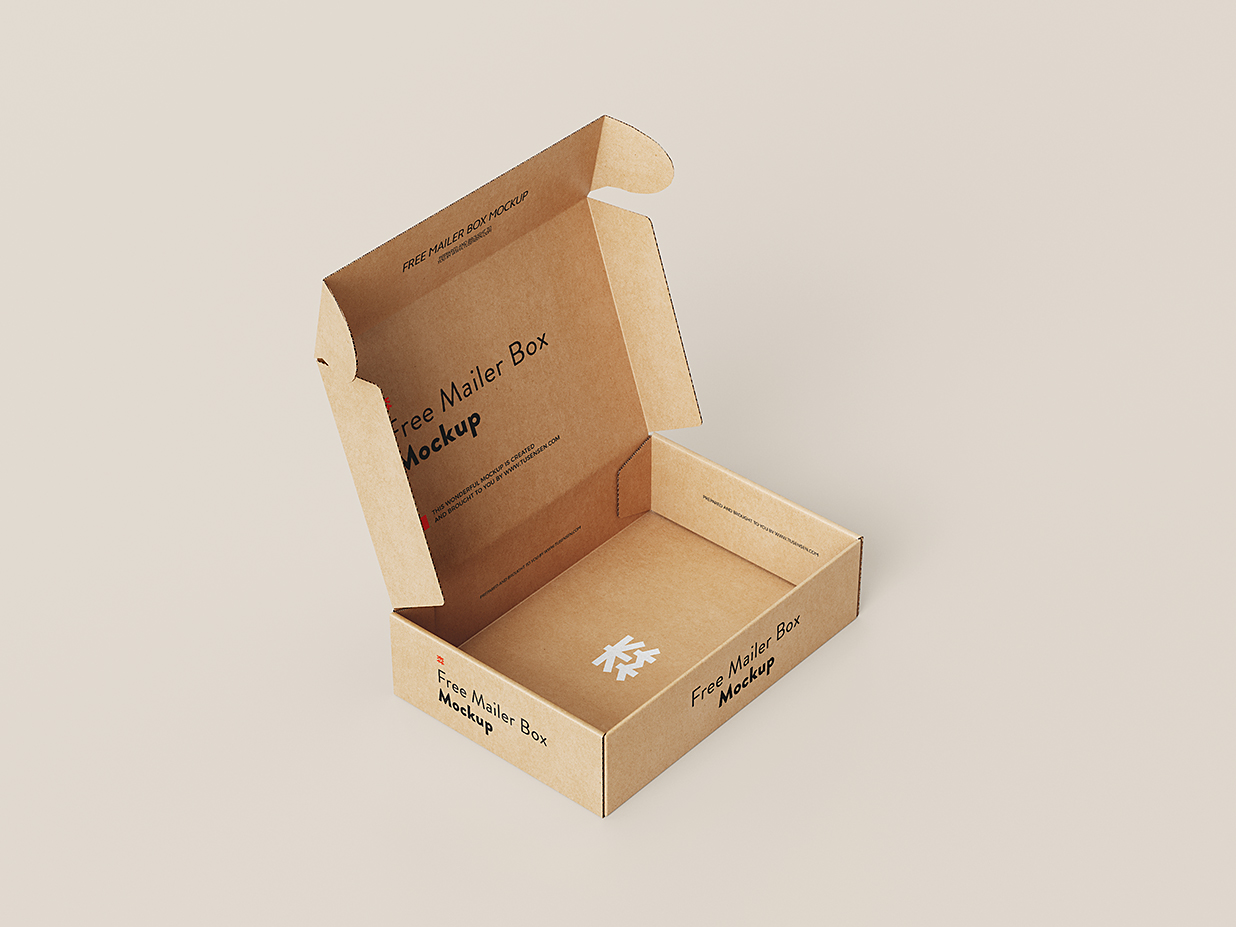 优雅的飞机盒纸盒包装盒快递盒样机mockup5组插图2