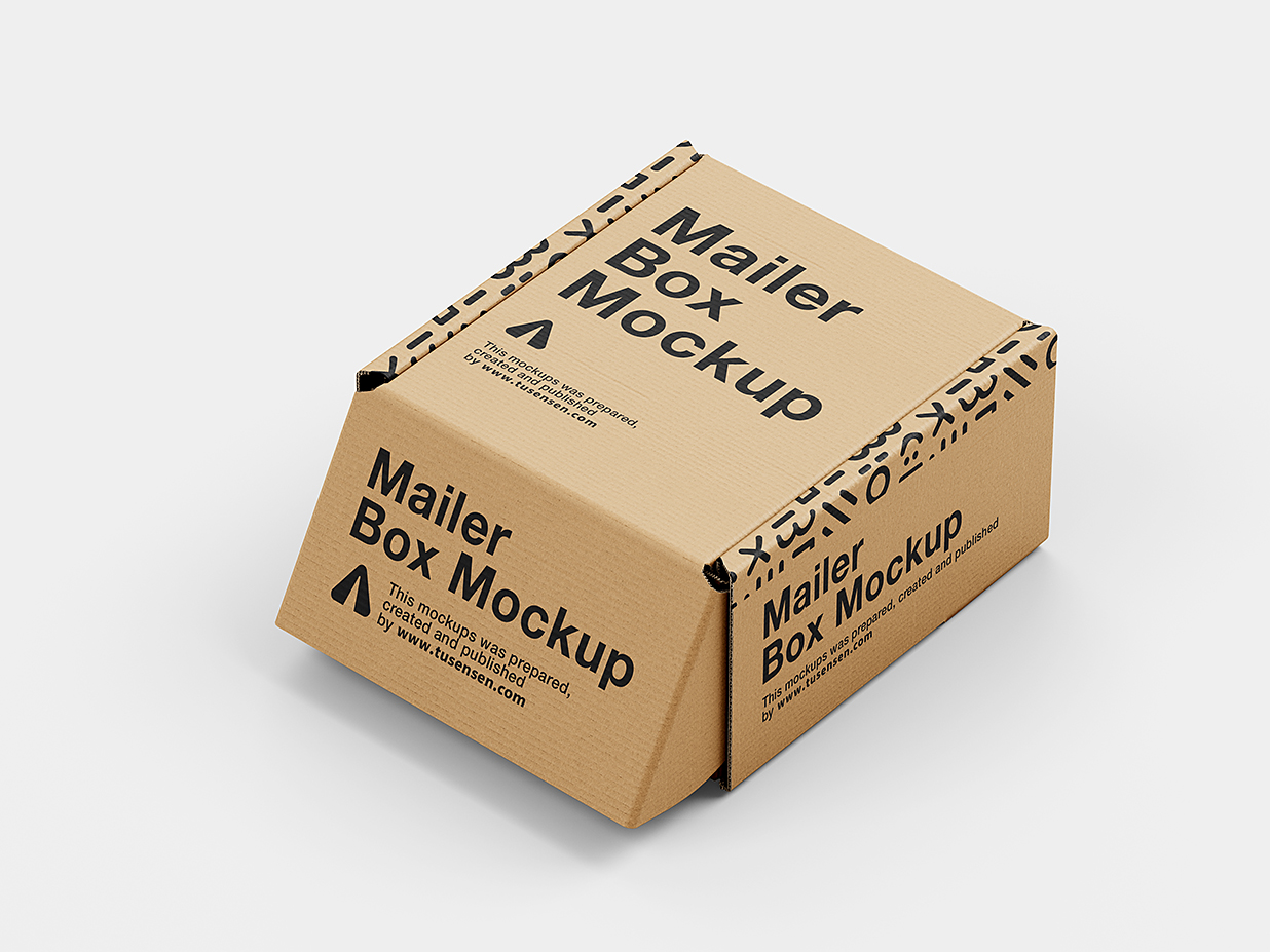 小型飞机盒纸盒包装盒快递盒样机mockup4组插图2
