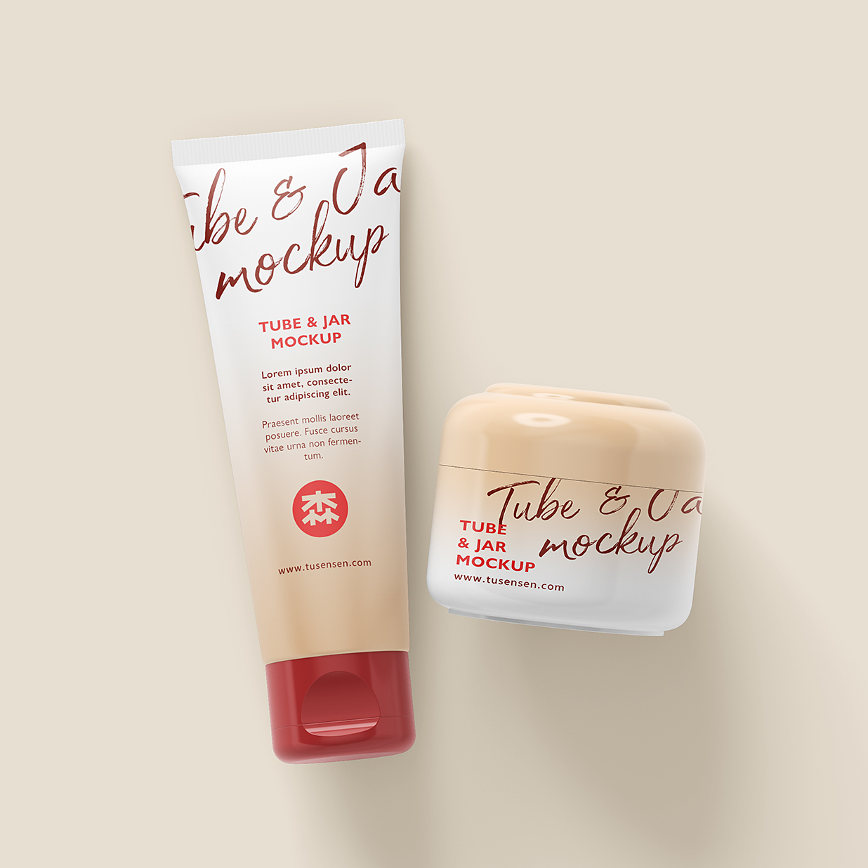软管洗面奶面霜罐护肤品套装样机mockup3组插图2