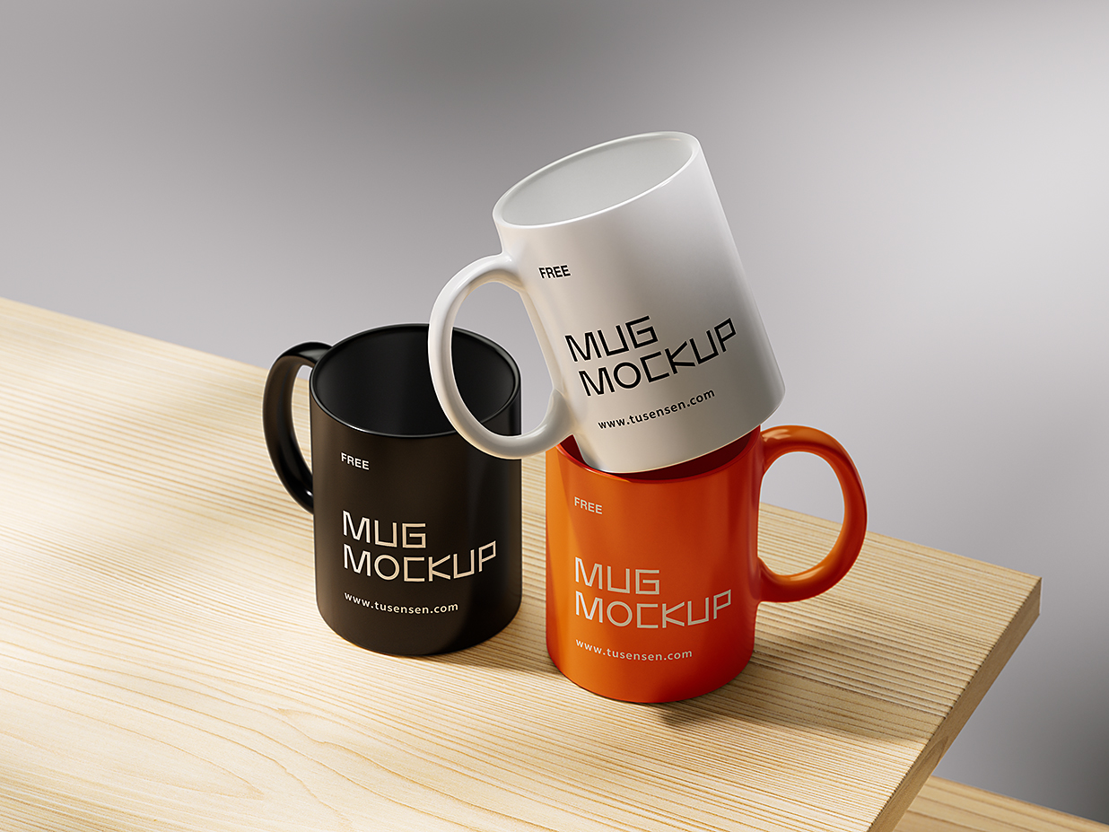 放在桌上的马克杯咖啡杯样机mockup4组插图2