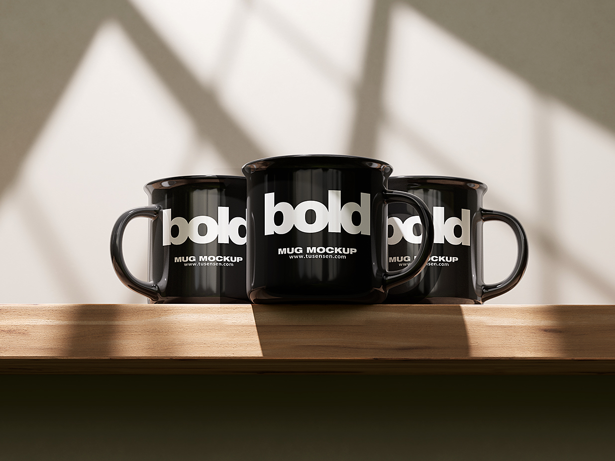 放在桌上的马克杯陶瓷杯咖啡杯样机mockup4组插图2