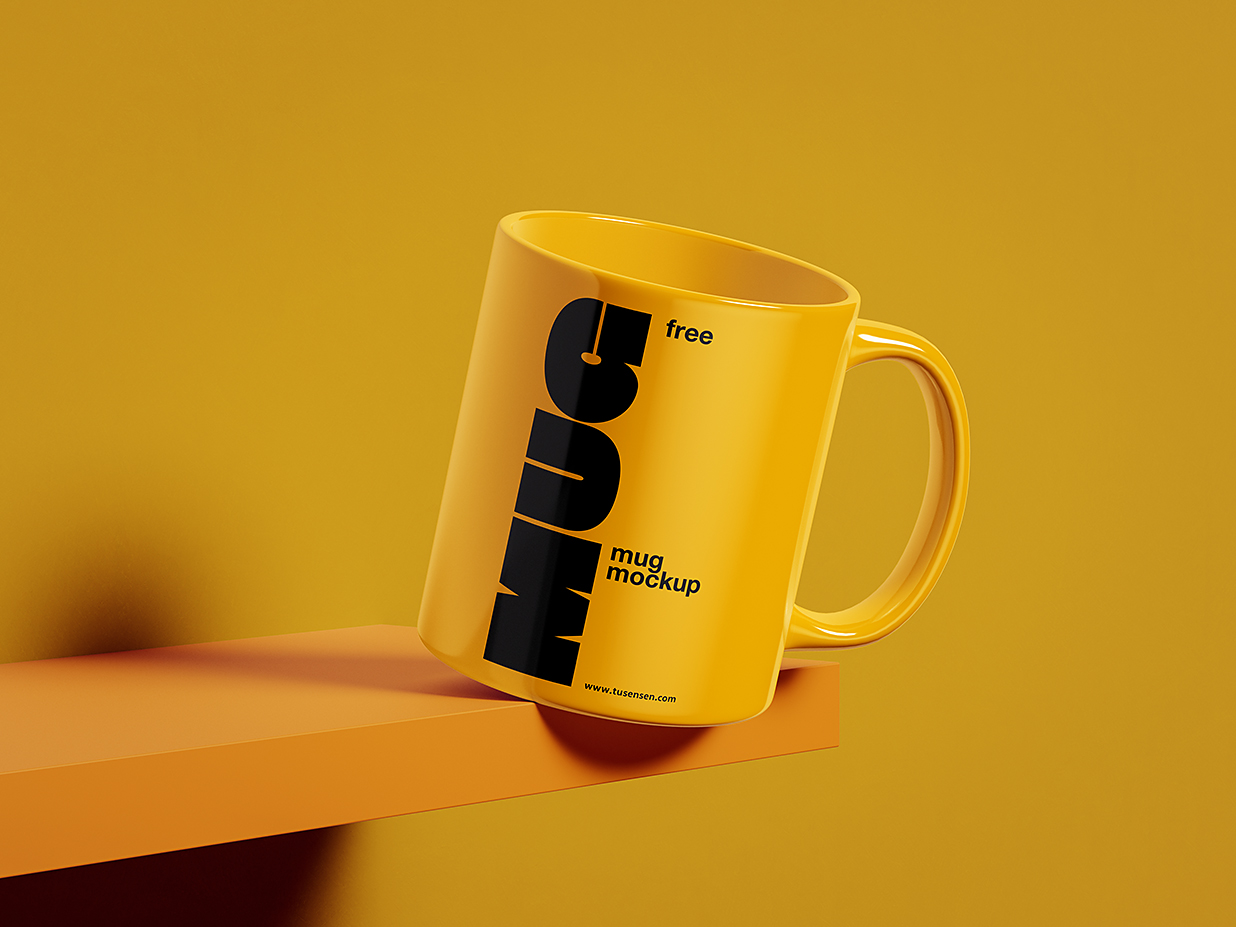 放在架子上的马克杯咖啡杯样机mockup3组插图2