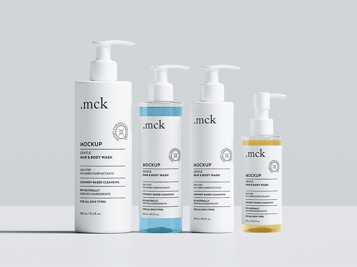 化妆品护肤品套装软膏洗面奶按压泵瓶样机mockup5组插图2