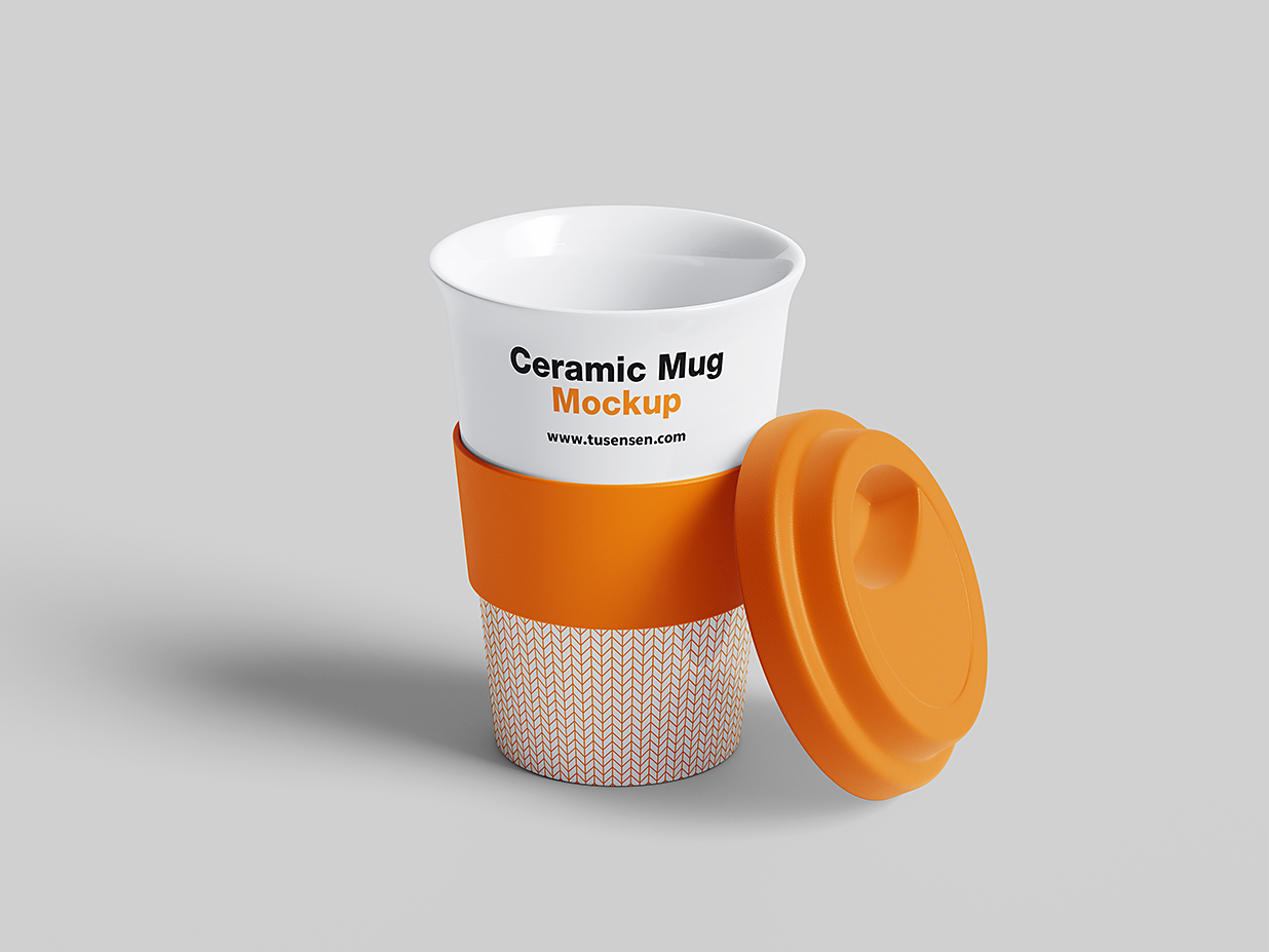 带盖子的马克杯咖啡杯样机mockup5组插图2