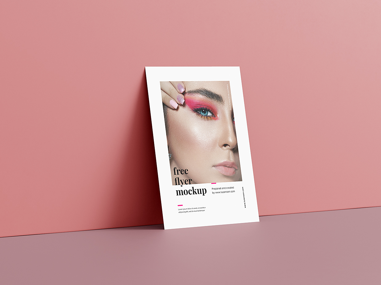 靠在墙上的A6 单张宣传单样机mockup4组插图2