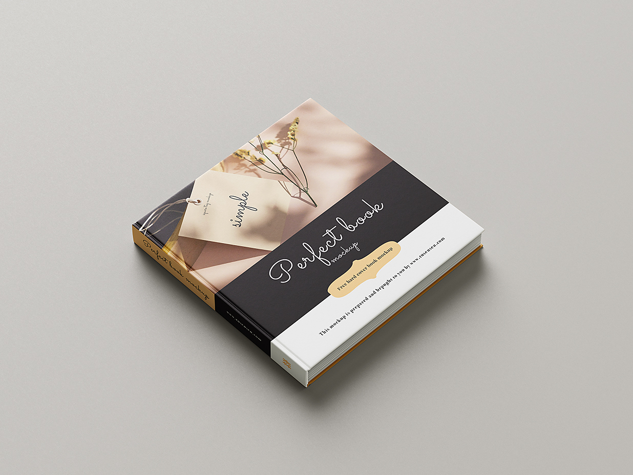 优雅的方形精装书籍样机mockup6组插图3