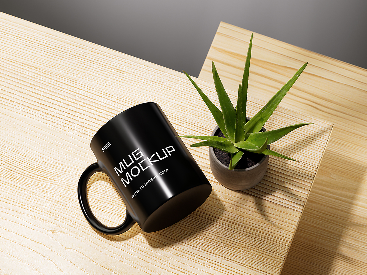 放在桌上的马克杯咖啡杯样机mockup4组插图3