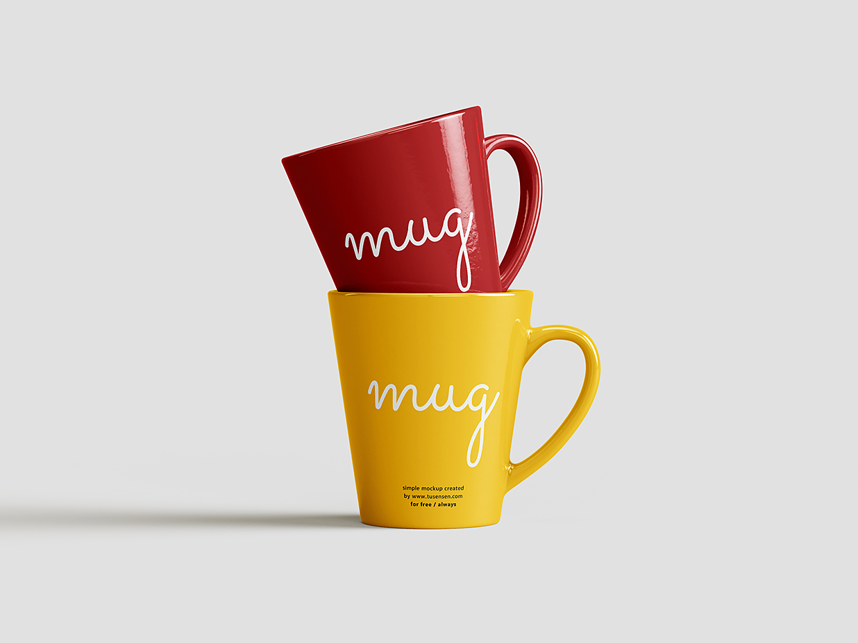 优雅的锥形马克杯咖啡杯样机mockup5组插图3
