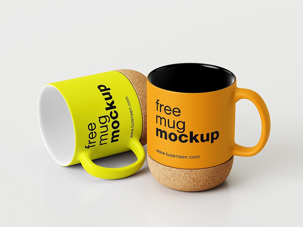软木底马克杯咖啡杯样机mockup4组插图3