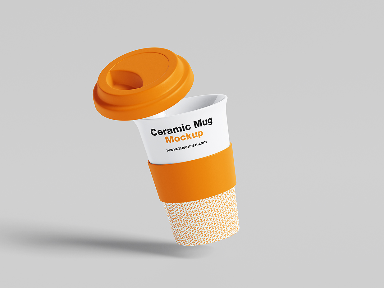 带盖子的马克杯咖啡杯样机mockup5组插图3