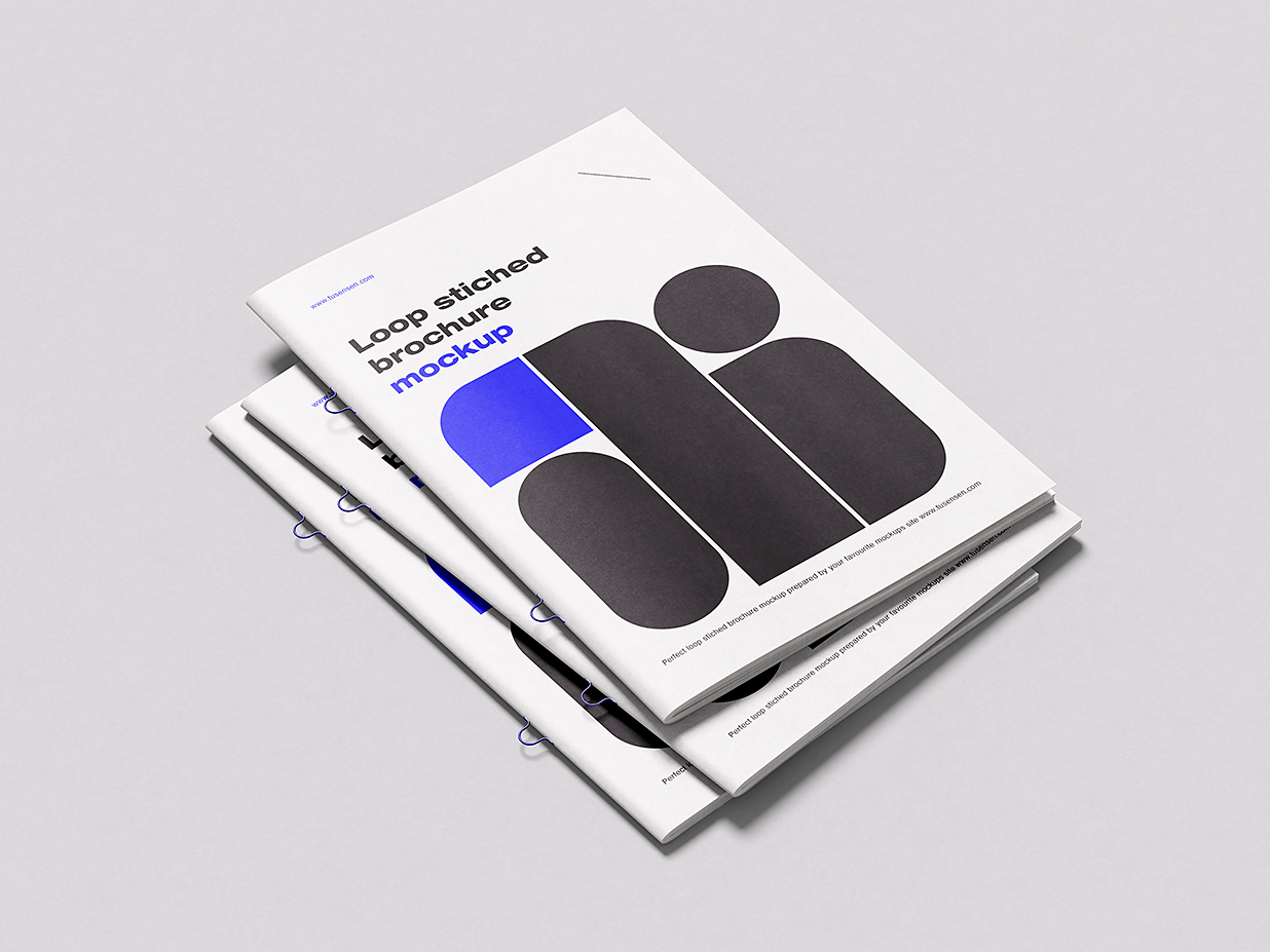 精美的环形缝线杂志画册样机 mockup5 组插图3
