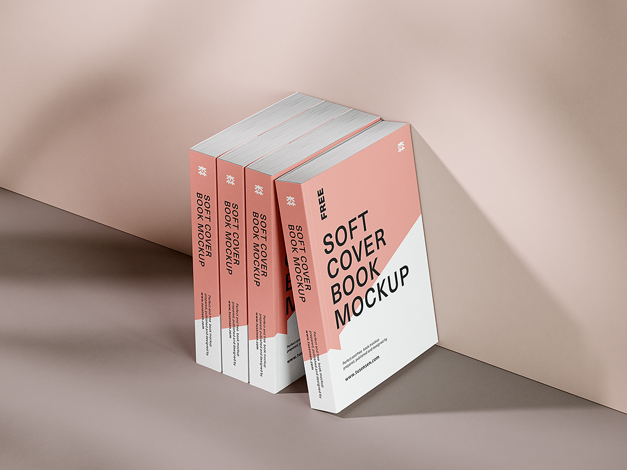 靠在墙上的软装平装厚重书籍样机mockup5组插图4 靠在墙上的软装平装厚重书籍样机mockup5组插图4
