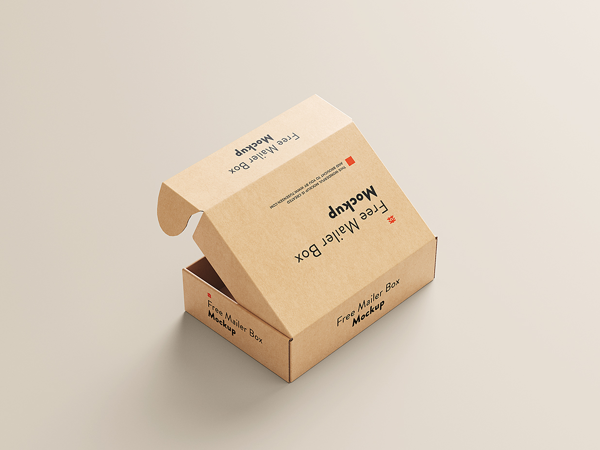 优雅的飞机盒纸盒包装盒快递盒样机mockup5组插图4