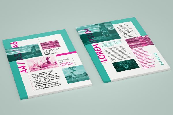 堆叠的单张宣传单样机mockup5组