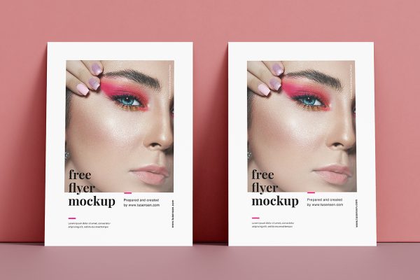 靠在墙上的A6 单张宣传单样机mockup4组
