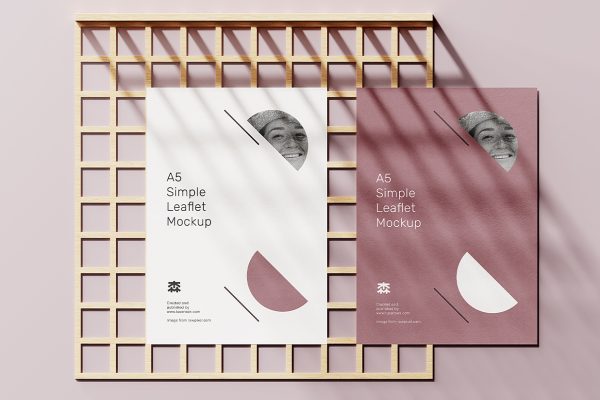带场景的A5 单张宣传单样机mockup4组