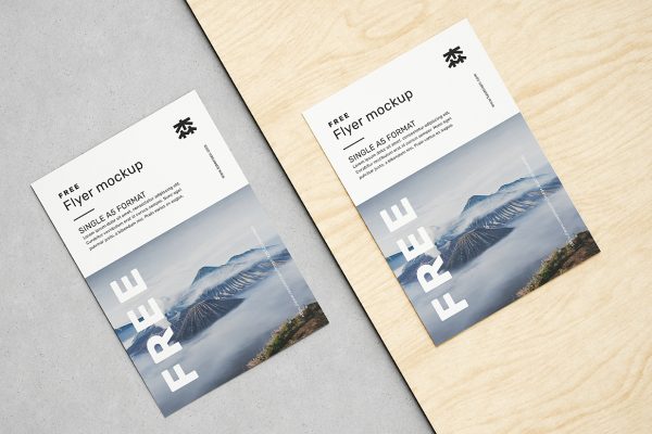 优雅的A5 单张宣传单样机mockup4组