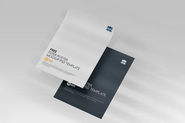 简约的单张宣传单样机mockup3组