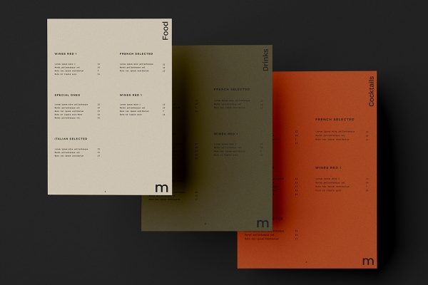 餐厅菜单单张样机mockup
