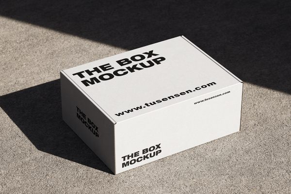 放在地上的飞机盒纸盒包装盒快递盒样机mockup3组