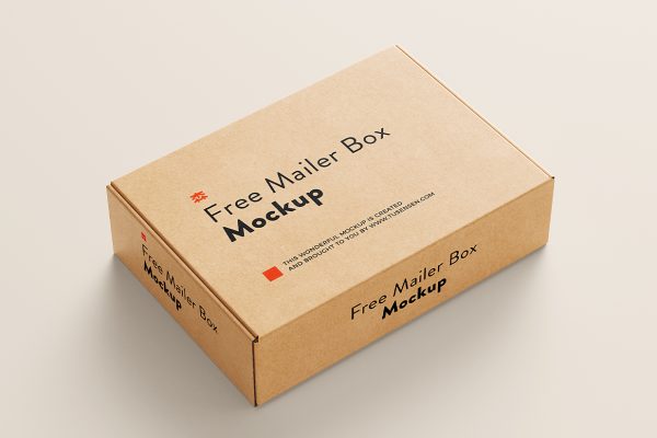 优雅的飞机盒纸盒包装盒快递盒样机mockup5组