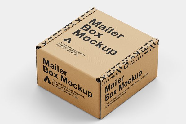 小型飞机盒纸盒包装盒快递盒样机mockup4组