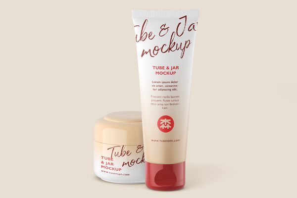软管洗面奶面霜罐护肤品套装样机mockup3组