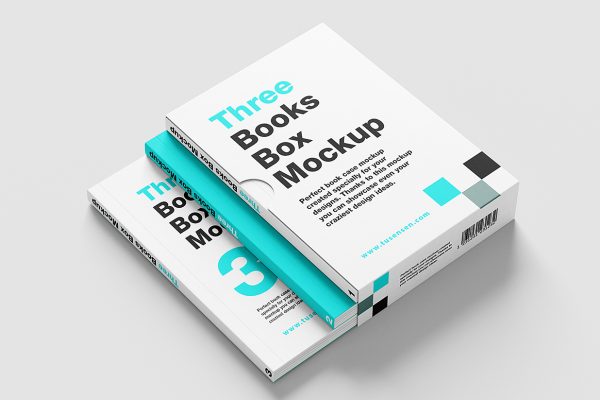 带包装盒的软装平装书籍样机mockup6组缩略图 带包装盒的软装平装书籍样机mockup6组