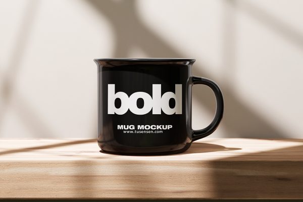 放在桌上的马克杯陶瓷杯咖啡杯样机mockup4组